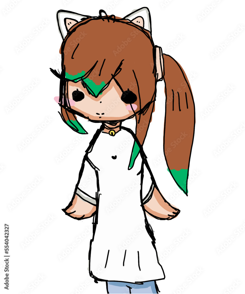 Hand drawn beautiful cute cartoon little girl. Hand drawn beautiful cute cartoon little girl.