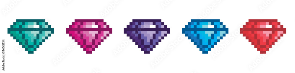 Pixel Diamond icon. Big collection quality diamonds. Linear diamond ...