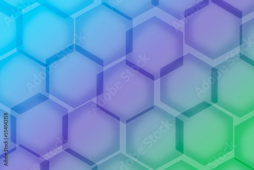 Gradient blue and green 3D hexagon shape pattern for abstract background