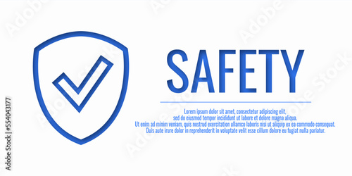 Banner safety first. Vector illustration with word SAFETY on a white background. Place for your text.