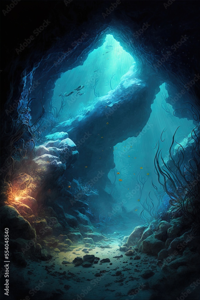 Underwater Cave Drawing