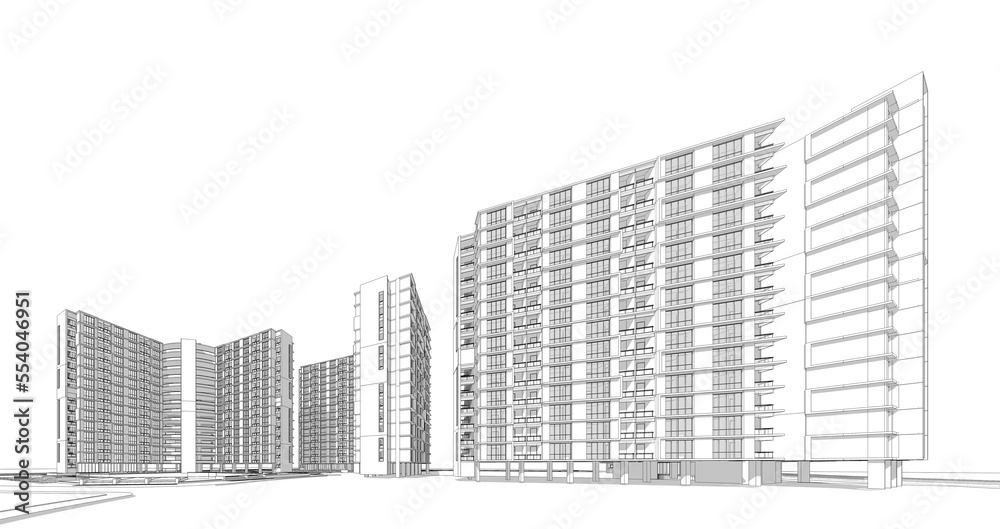 3D wireframe of building 3D wireframe of building