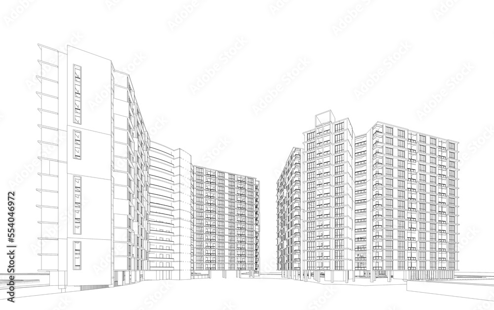 3D wireframe of building 3D wireframe of building