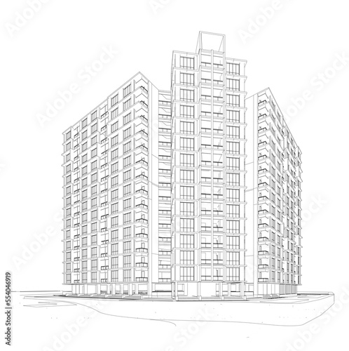 3D wireframe of building