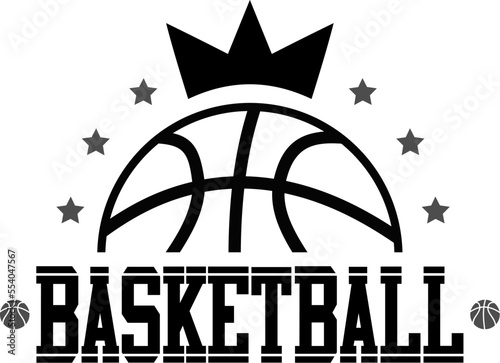 Half Basketball With Crown Vector Logo Design