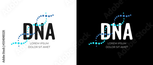 DNA spiral molecule logo design. Medicine gene helix structure logotype vector eps concept. Genetic molecular business brand identity creative template