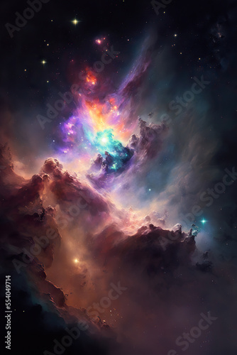 Abstract cosmos  space nebula as a background or wallpaper. AI 