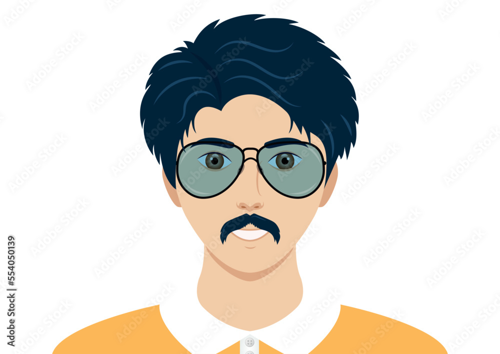 Portrait of handsome man with glasses and moustache