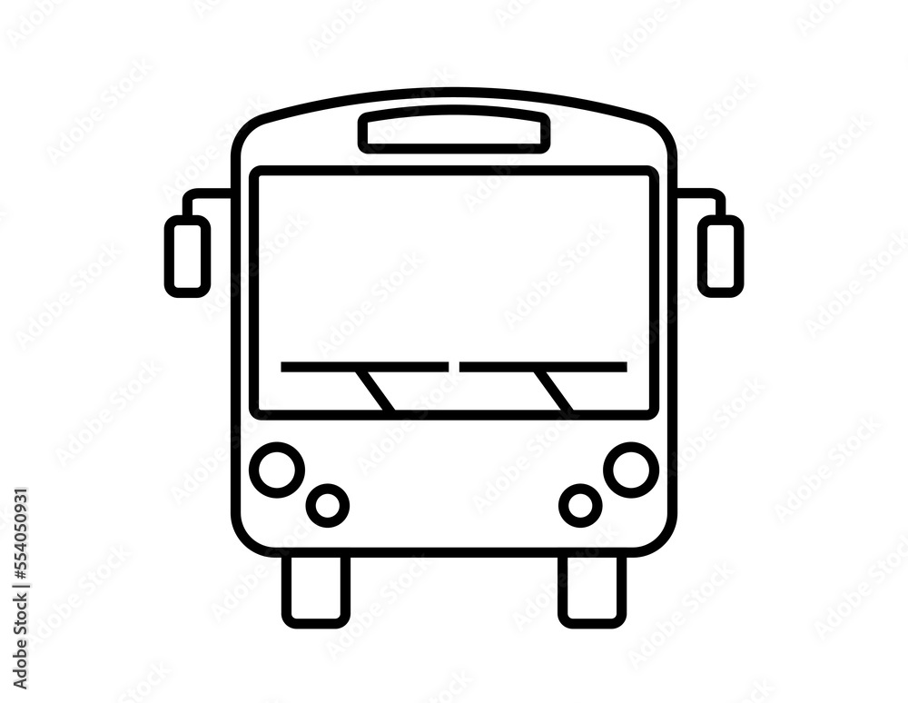 Bus icon. Vector with school transport and travel vehicle. Means of transport isolated on white background Bus icon. Vector with school transport and travel vehicle. Means of transport isolated on white background