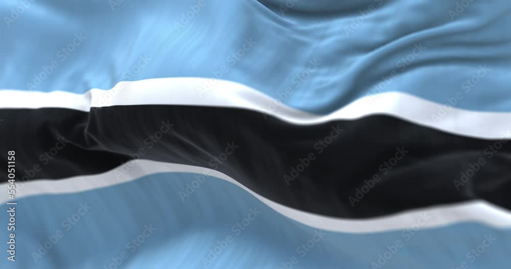 Close-up view of the Botswana national flag waving in the wind