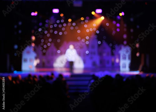 Texture blur and defocus, background for design. Stage light at a concert show in theater.