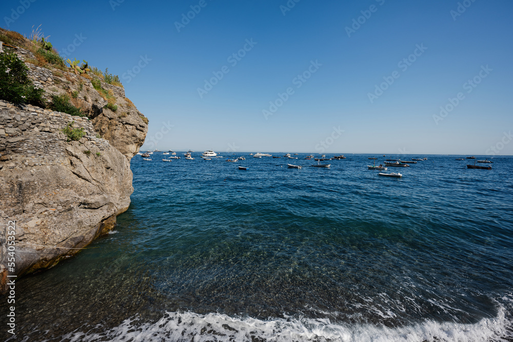 Boats and yachts at Positano on Italy's Amalfi Coast.
