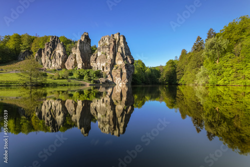Externsteine, pond, reflection, surface, view