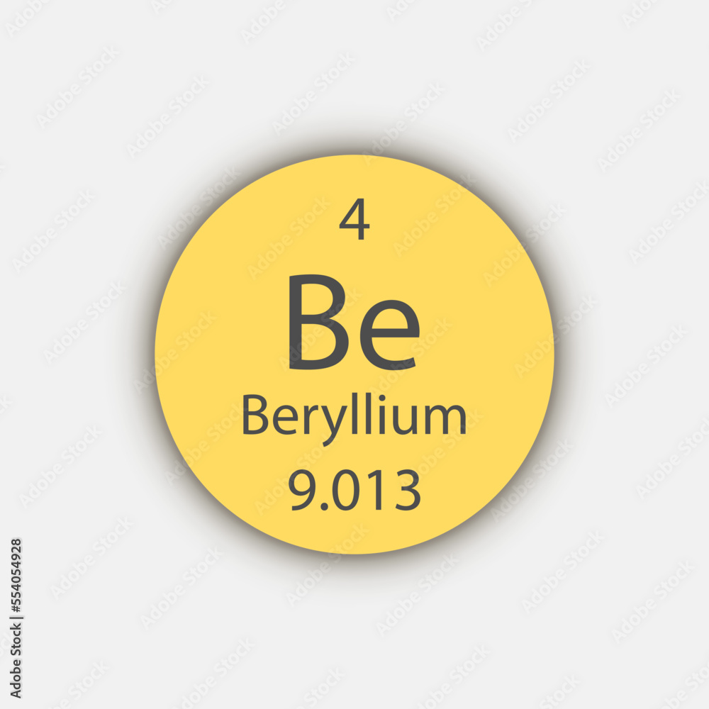 Beryllium symbol. Chemical element of the periodic table. Vector illustration. Beryllium symbol. Chemical element of the periodic table. Vector illustration.