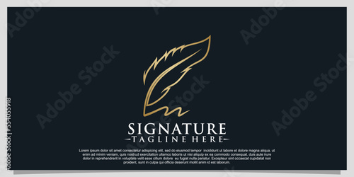 Creative quill signature logo design with minimalist feather ink Premium Vector Part 2