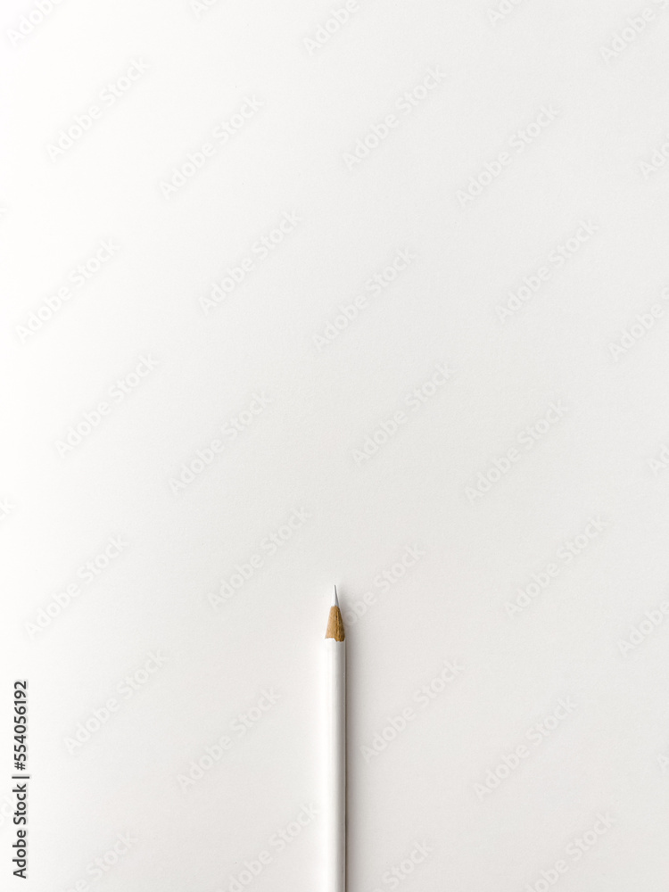 White sharp pencil isolated on a white background top viewed White sharp pencil isolated on a white background top viewed
