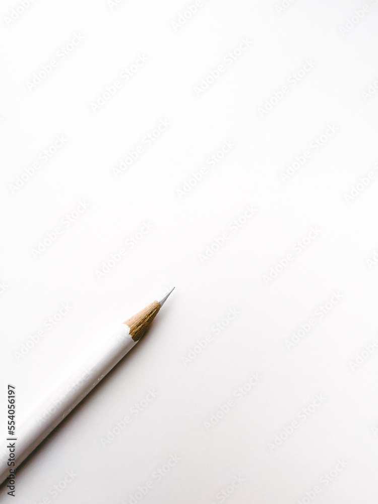 White sharp pencil isolated on a white background top viewed White sharp pencil isolated on a white background top viewed