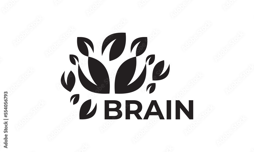 brain with leaf logo design vector. health nature symbol illustration. brain with leaf logo design vector. health nature symbol illustration.