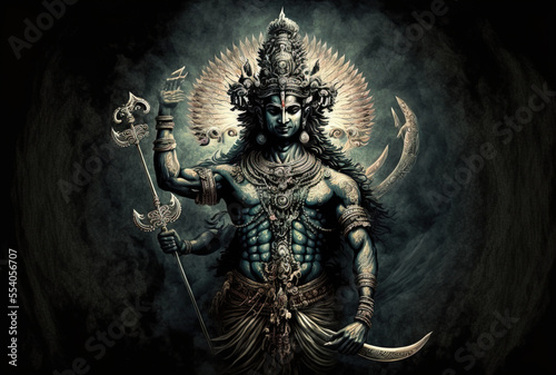 The God of Preservation is Lord Vishnu. Generative AI photo