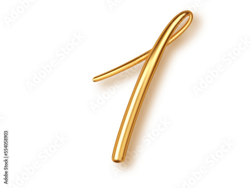 Gold number 1, 3d realistic lettering isolated on transperent background. PNG. Number one uppercase for the design of a banner or greeting card, significant date or event