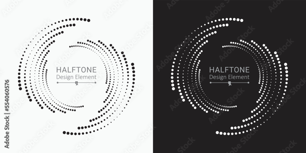 Halftone circular frame logo set. Circle dots isolated on the white ...