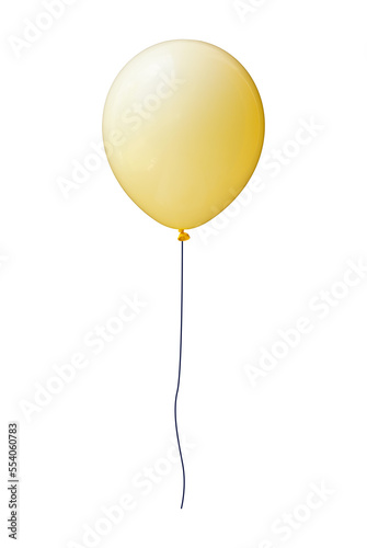 helium balloon in yellow color with a rope isolated background