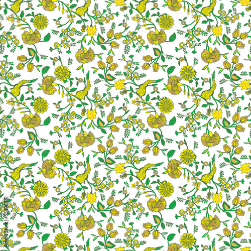 Colourful Blooming Hand drawn paint brused Wild flower ,Meadow floral Seamless pattern Vector illustration artistic style ,Design for fashion , fabric, textile, wallpaper, wrapping and all prints