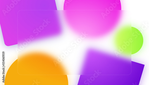 Abstract minimalistic background for presentation slide in glassmorphism design. Glassmorphic website layout with vibrant glass circles photo