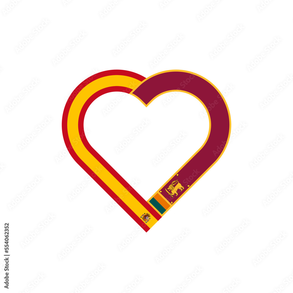 unity concept. heart ribbon icon of spain and sri lanka flags. vector illustration isolated on white background unity concept. heart ribbon icon of spain and sri lanka flags. vector illustration isolated on white background