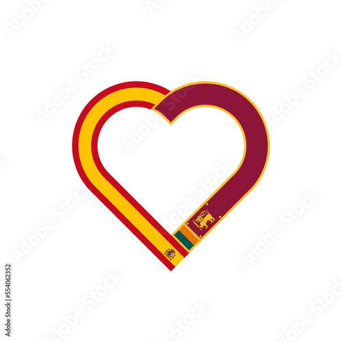 unity concept. heart ribbon icon of spain and sri lanka flags. vector illustration isolated on white background