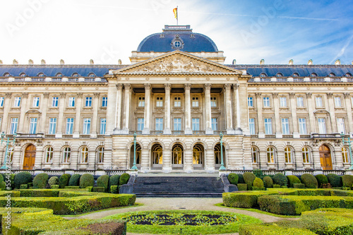 Royal Palace of Brussels front view at sunny day