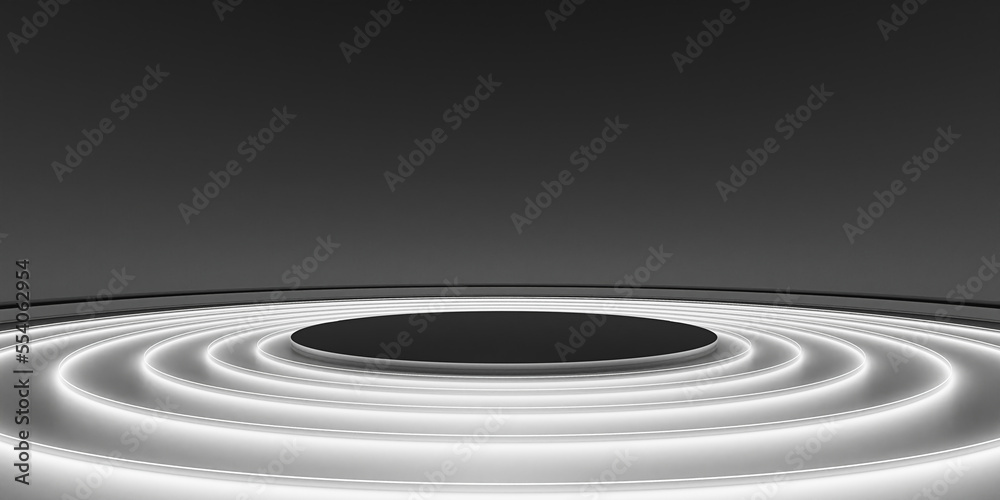 podium background Neon lights and lasers Simple circle Dark ZEN Concept Stage Modern abstract base 3D illustration podium background Neon lights and lasers Simple circle Dark ZEN Concept Stage Modern abstract base 3D illustration