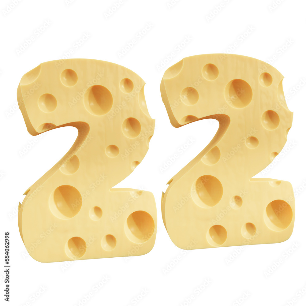 Number 22, Number twenty two cheese icon design. Number 22, Number twenty two cheese icon design.