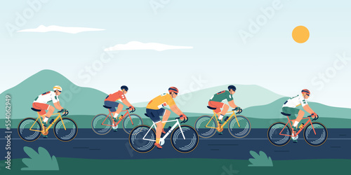 Bicycles Race Flat Vector Illustration