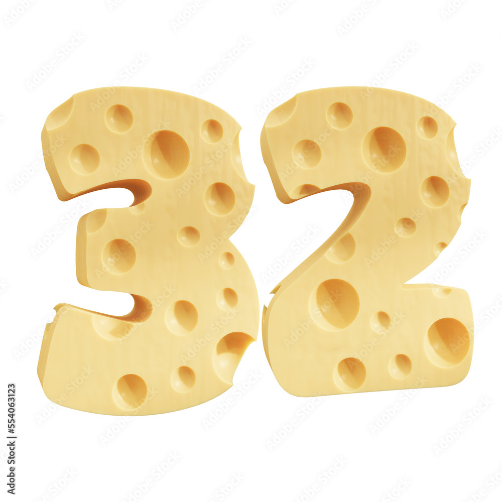 Number 32, Number thirty two cheese icon design. Number 32, Number thirty two cheese icon design.