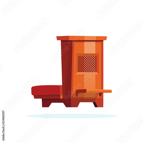 Wooden kneeler for pray and worship. Isolated church furniture