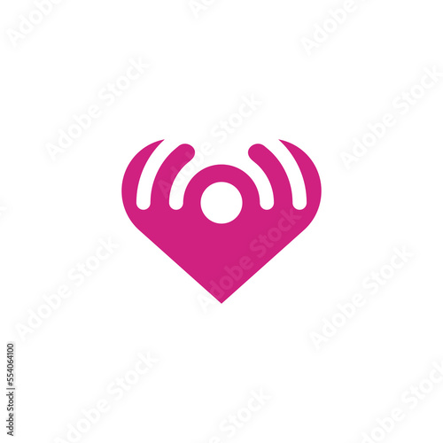 heart signal logo design vector sign