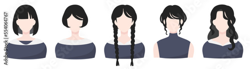 Black hair girl with various hairstyle variations photo