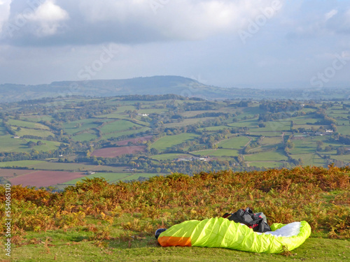Wall Mural Paraglider preparing on the ridge at Pandy, Wales