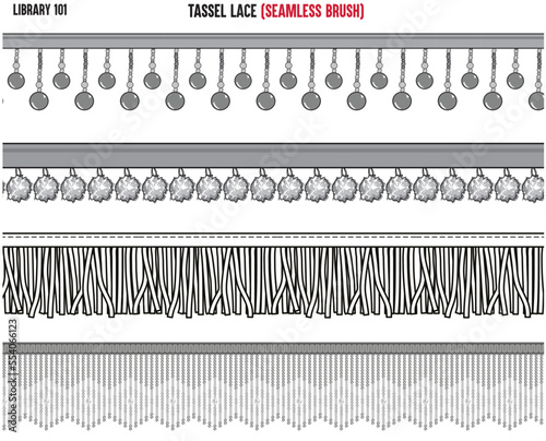 DECORATIVE TASSEL SEAMLESS PATTERN BRUSH IN EDITABLE VECTOR