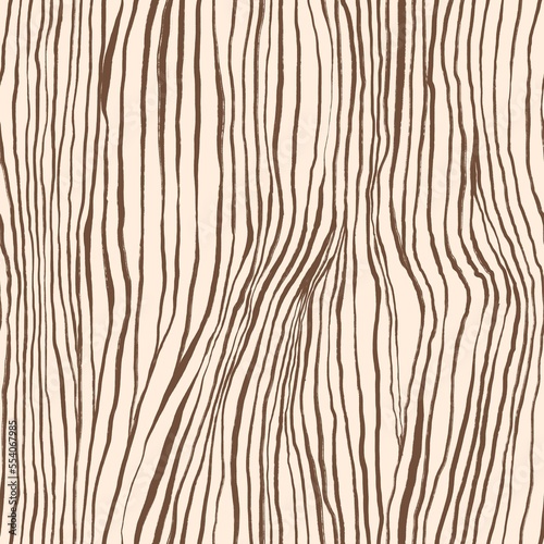 Seamless linear wavy pattern. Brown and beige texture with vertical curved lines. Pencil scribbles