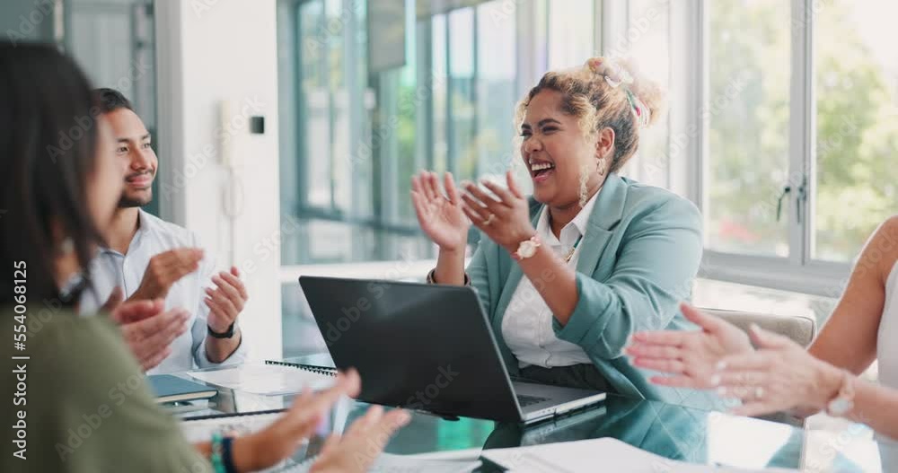 Applause, high five and success of business people, celebration and deal, winner collaboration and team support, motivation and trust. Diversity, achievement and group of happy workers clapping hands