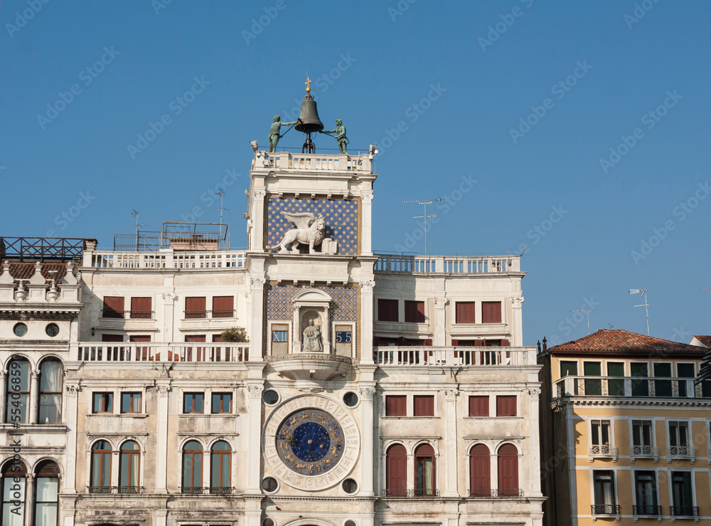 Clock tower on St. Marco square Venice Italy