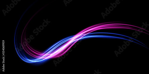 Abstract light lines of movement and speed with white color glitters. Light everyday glowing effect. semicircular wave, light trail curve swirl, car headlights, incandescent optical fiber png.