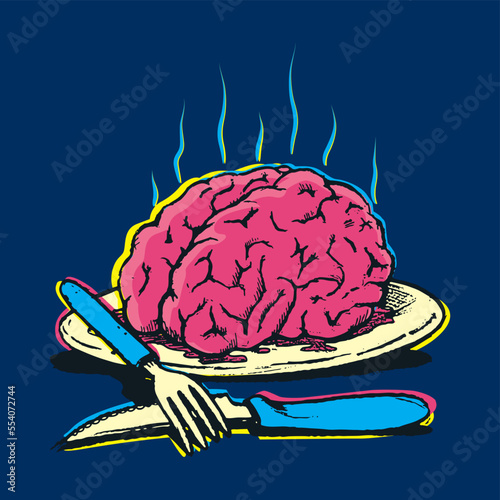 Illustration of a brain on the dinner plate