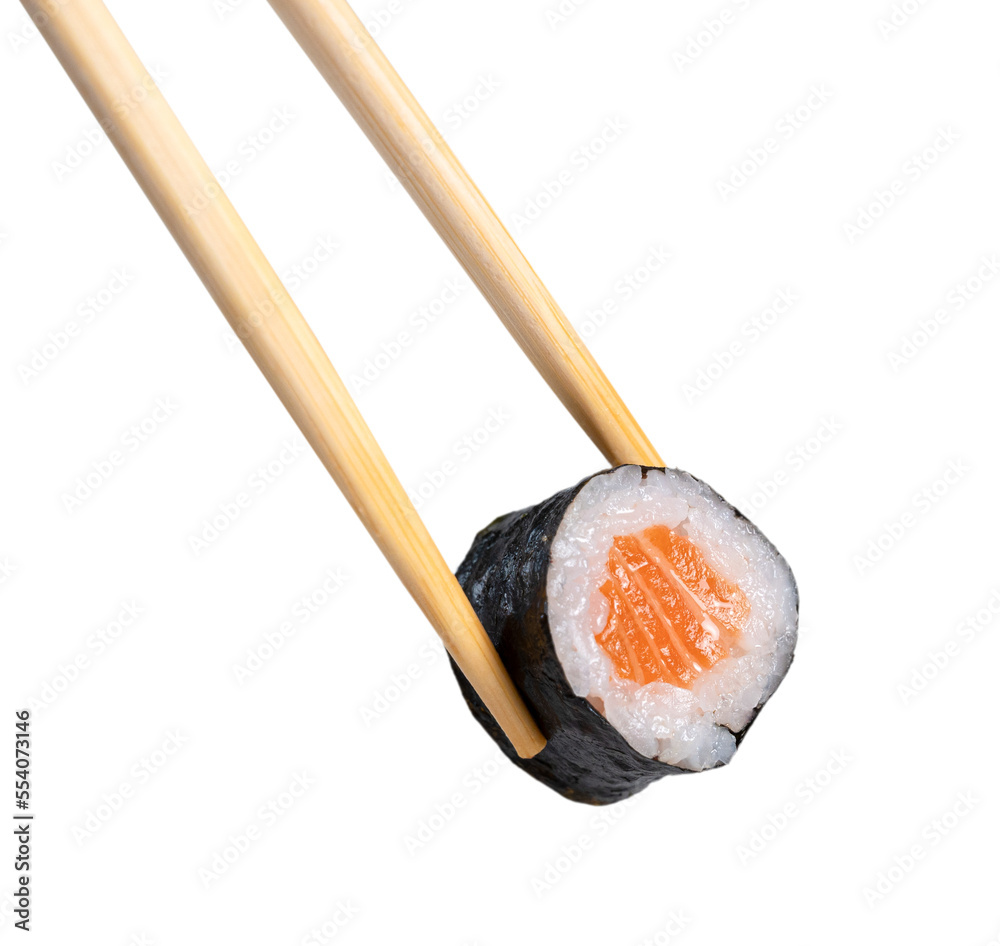 chopsticks holding a piece of sushi chopsticks holding a piece of sushi