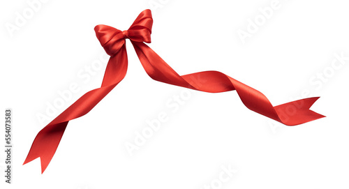 Red bow ribbon for gift box ornament