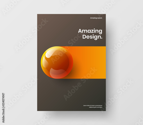 Original 3D spheres flyer layout. Clean cover vector design illustration.