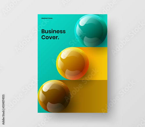 Original 3D spheres corporate identity illustration. Creative flyer A4 vector design layout.