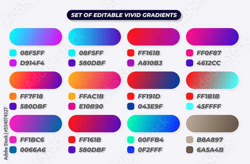 Set of vibrant gradient backgrounds for calendar, brochure, invitation, cards, screens and mobile apps. Trendy soft color.